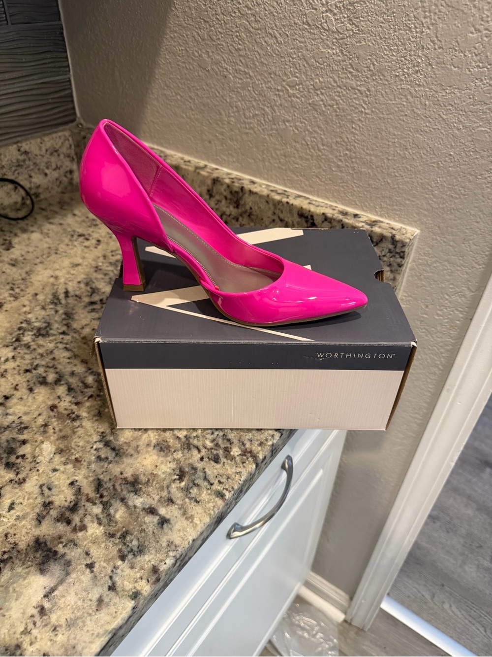 Worthington Patent Pointed-Toe Pumps in Bright Pink